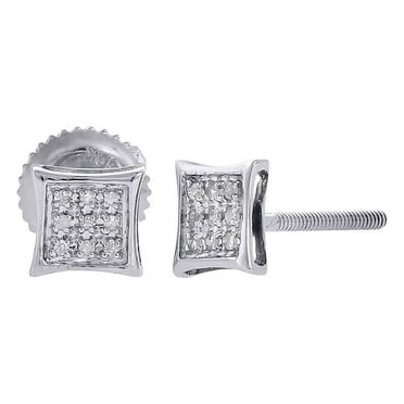 925 Sterling Silver Diamond Earrings Small Micro Pave Screw Back Studs .05ct